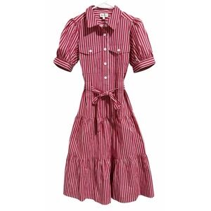 &Merci Lynette Red/White Stripe Midi Dress Women's Size Medium